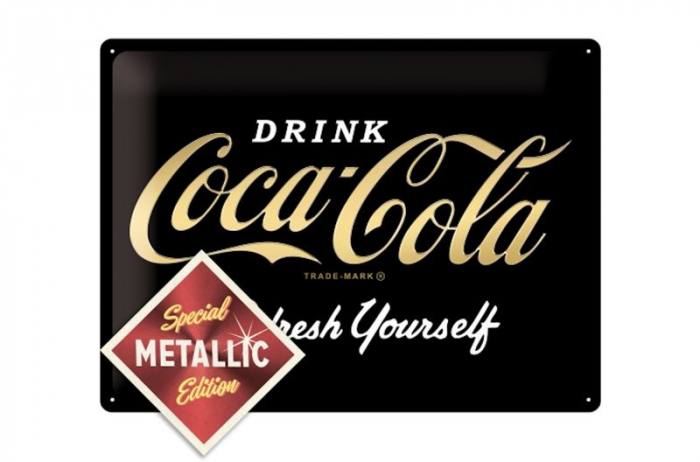 Blechschild "Coca Cola Logo" - 40 x 30cm - LIMITED METALLIC-EDITION